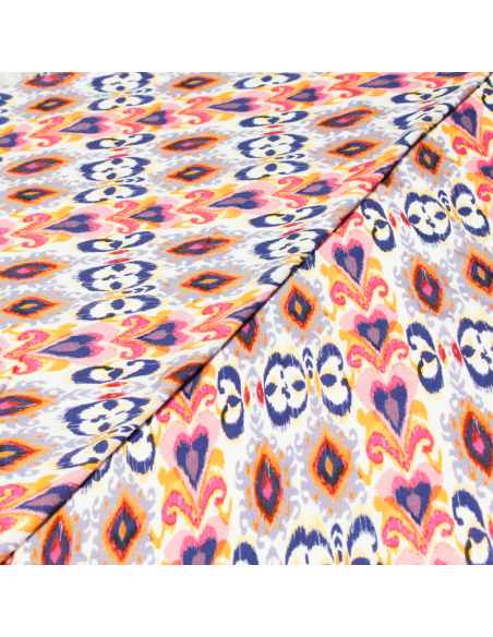 Étoffe 100% viscose - Ikat multicolore