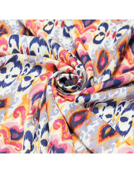 Étoffe 100% viscose - Ikat multicolore