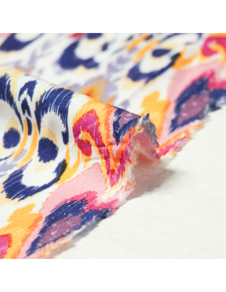 Étoffe 100% viscose - Ikat multicolore