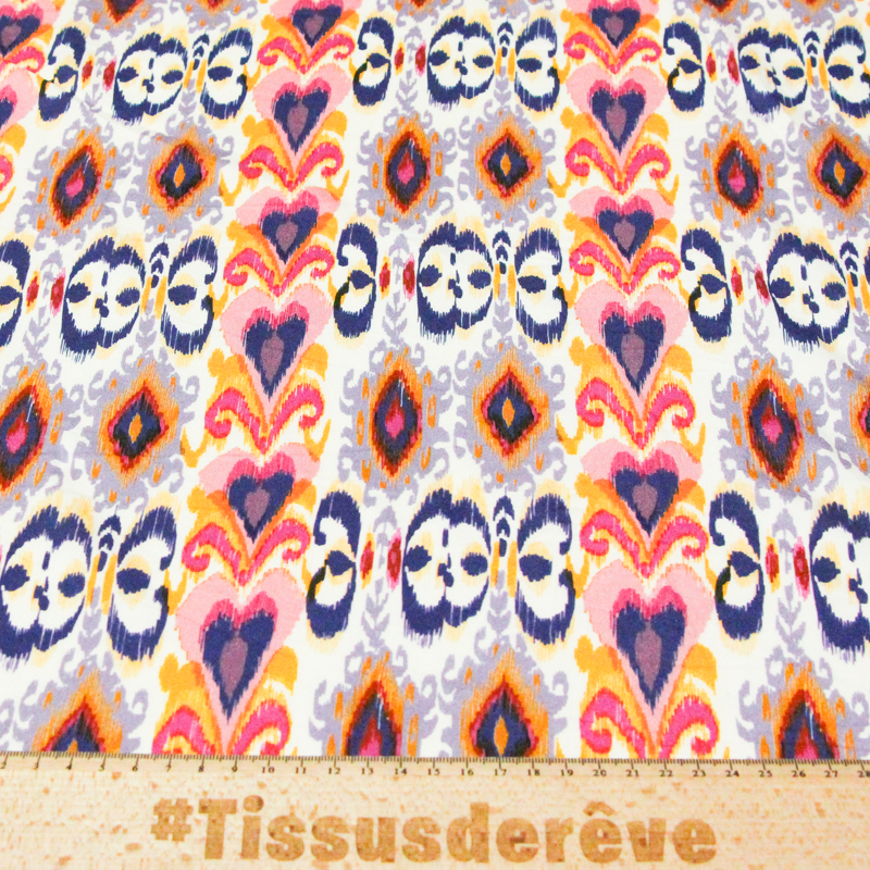 Étoffe 100% viscose - Ikat multicolore