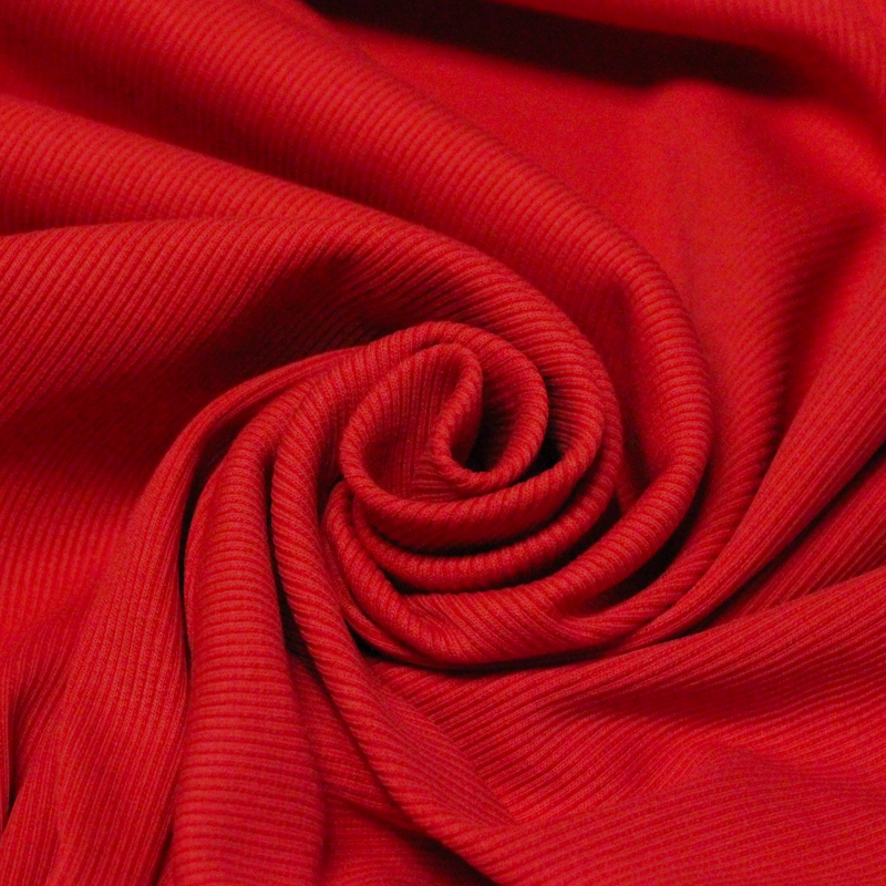 Jersey côtelé coton & élasthanne - Rouge