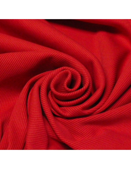 Jersey côtelé coton & élasthanne - Rouge