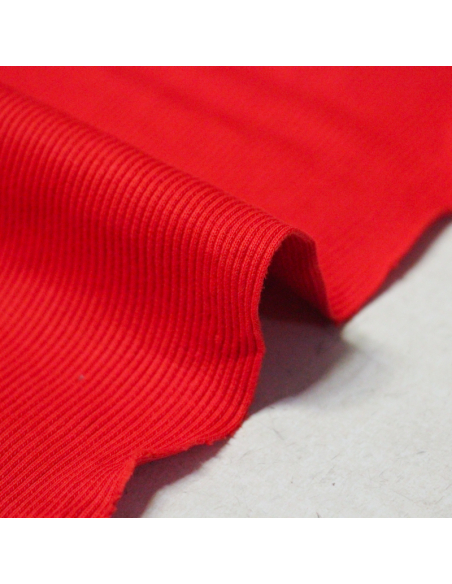 Jersey côtelé coton & élasthanne - Rouge