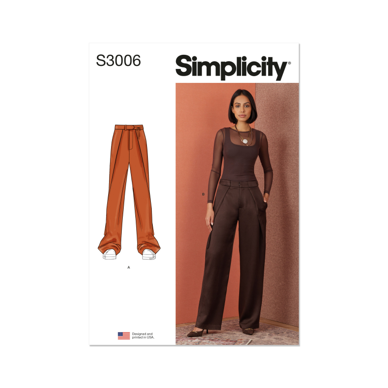 Patron Simplicity 3006.Y5 (46-54) - Pantalon wrap avant, ceinture & poches