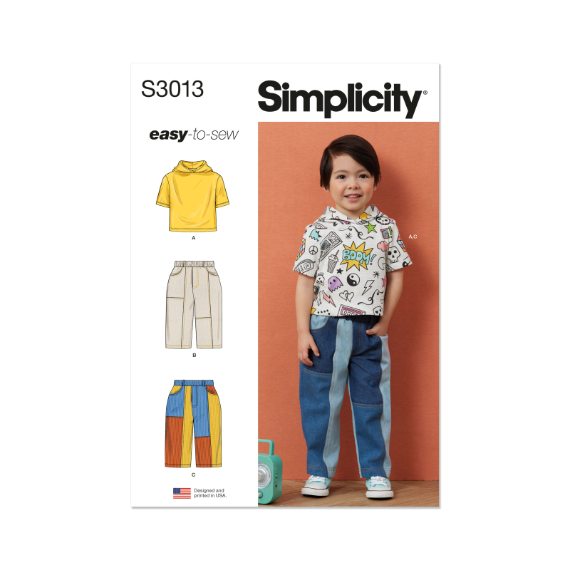 Patron Simplicity 3013.A (6 mois - 4 ans) - T-shirt à capuche et jean