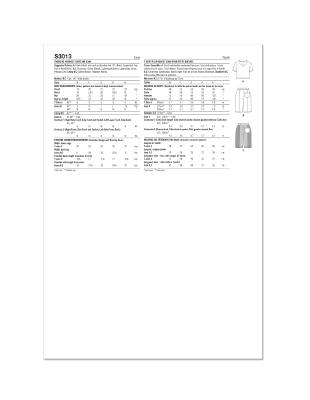 Patron Simplicity 3013.A (6 mois - 4 ans) - T-shirt à capuche et jean