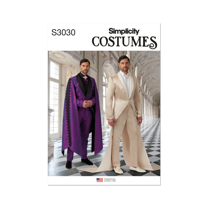 Patron Simplicity 3030.BB (54-62) - Costume homme dramatique : veste longue & pantalon