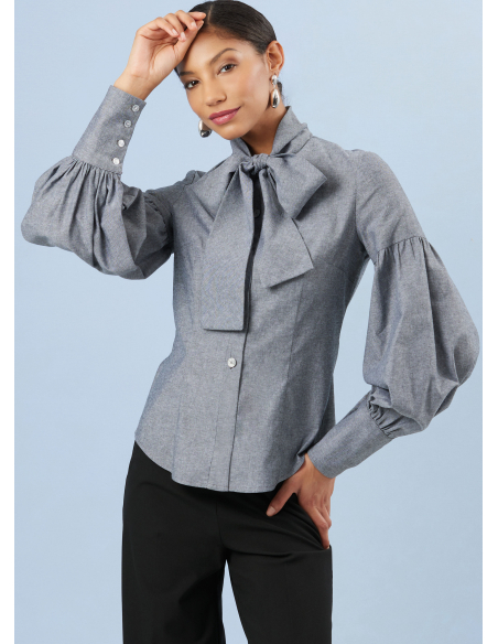 Patron Simplicity 3032.Y5 (46-54) - Blouse boutonnée devant avec cols et manches variés