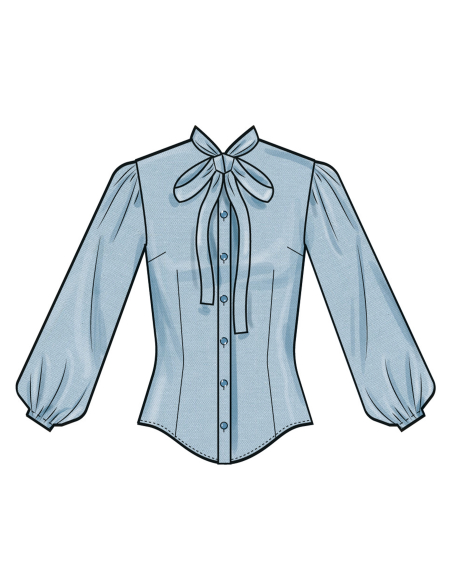 Patron Simplicity 3032.Y5 (46-54) - Blouse boutonnée devant avec cols et manches variés