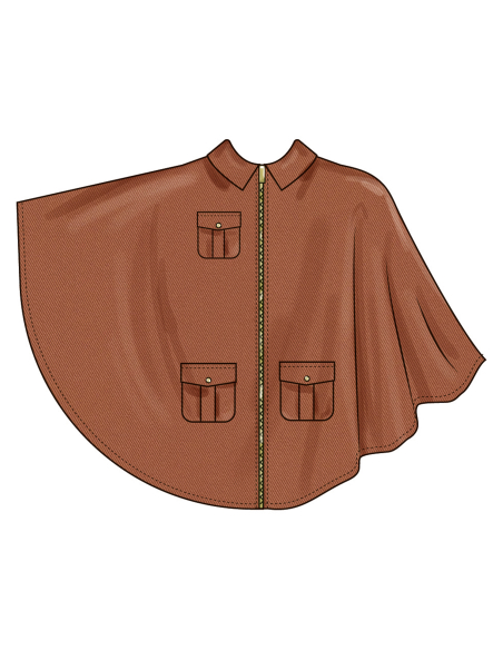 Patron Simplicity 3033.A (36-52) - Cape à zip devant, capuche ou col au choix