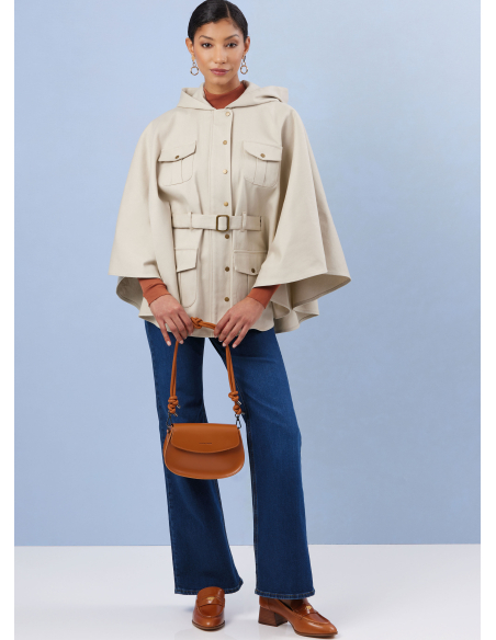 Patron Simplicity 3033.A (36-52) - Cape à zip devant, capuche ou col au choix