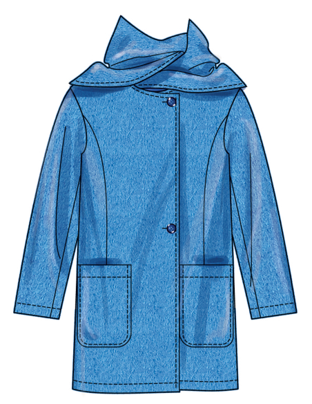 Patron Simplicity 3034.U5 (44-52) - Manteaux amples doublés avec écharpe intégrée