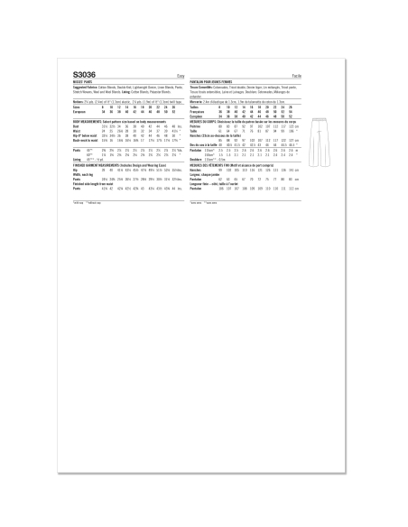 Patron Simplicity 3036.K5 (36-44) - Pantalon jogger pintucks, poches latérales