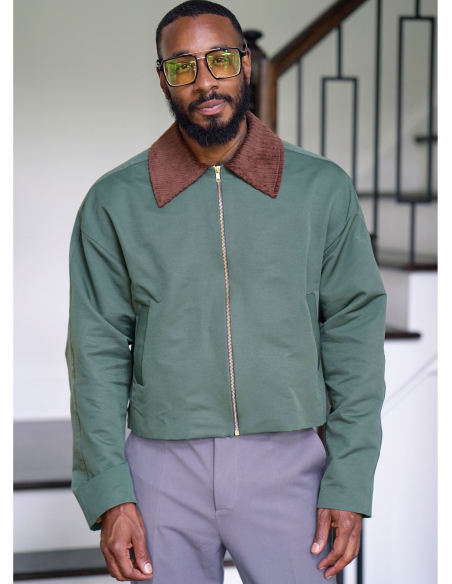 Patron Simplicity 3038.A (36-54) - Veste homme ample à zip & col contrastant