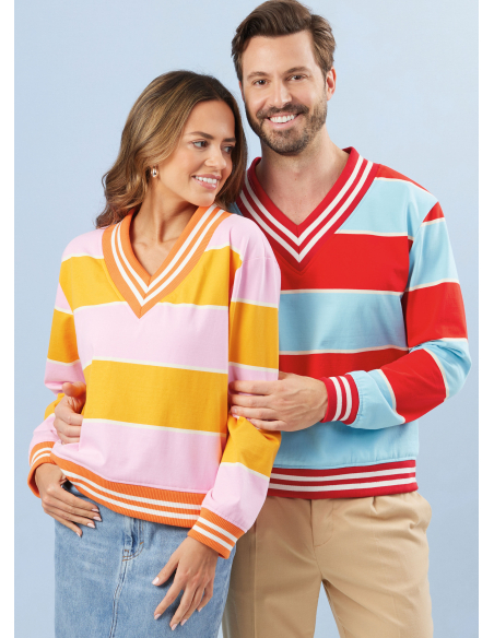 Patron Simplicity 3040.A (34-54) - Unisex Veste & Tops côte contrastante