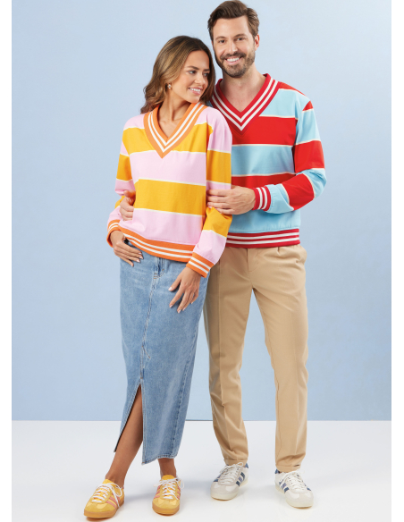 Patron Simplicity 3040.A (34-54) - Unisex Veste & Tops côte contrastante