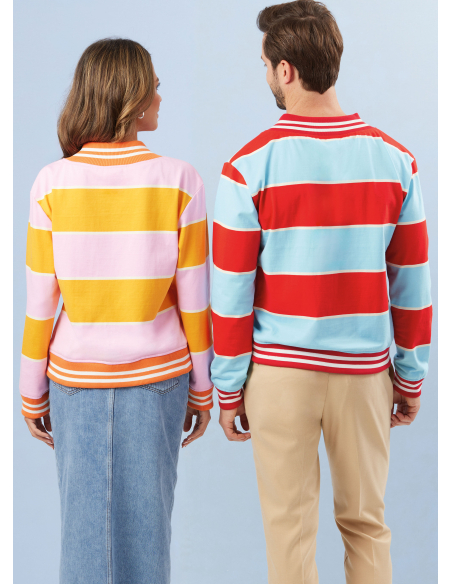 Patron Simplicity 3040.A (34-54) - Unisex Veste & Tops côte contrastante