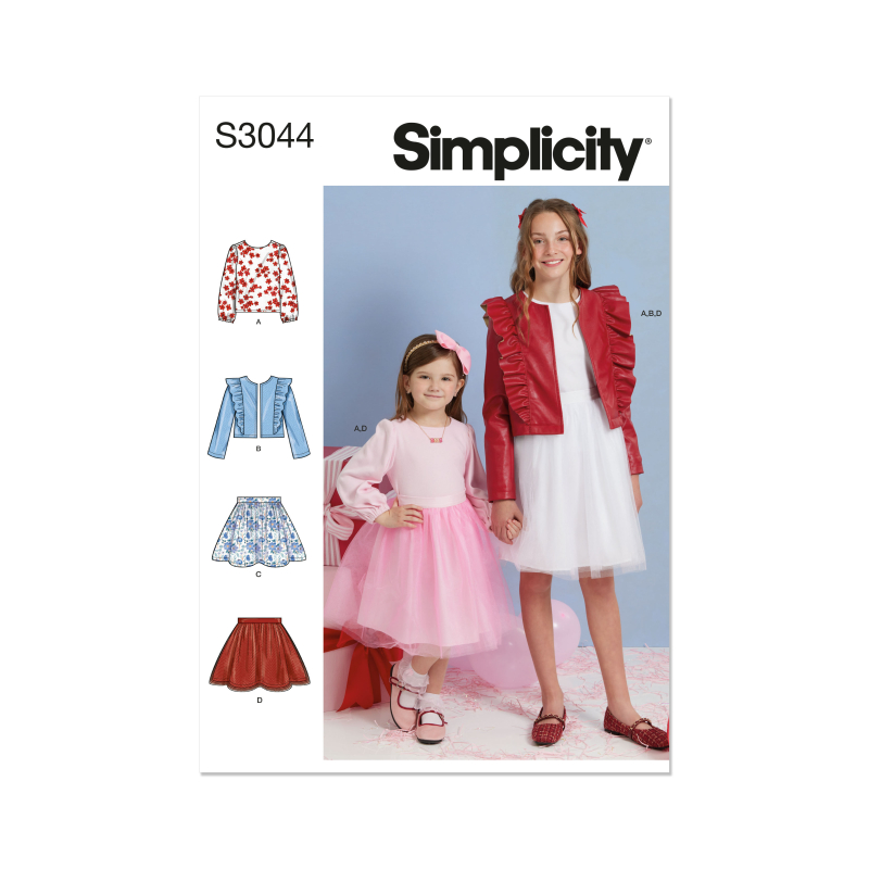 Patron Simplicity 3044.HH (3-6) - Ensemble enfant : veste à volants, hauts & jupes