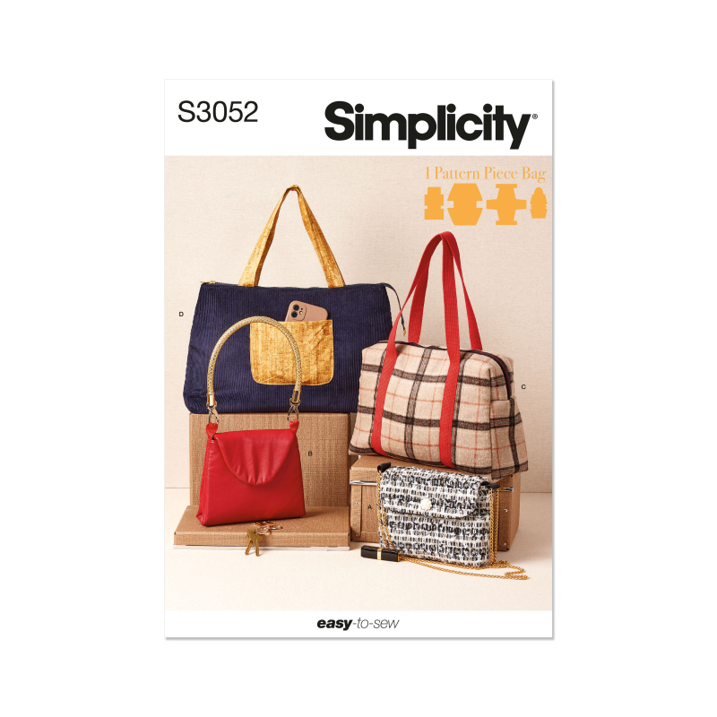 Patron Simplicity 3052 - Sacs & pochettes variés faciles à coudre