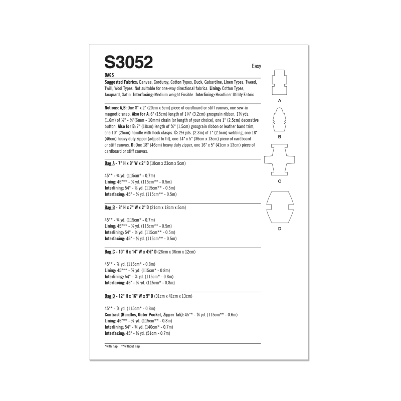 Patron Simplicity 3052 - Sacs &...