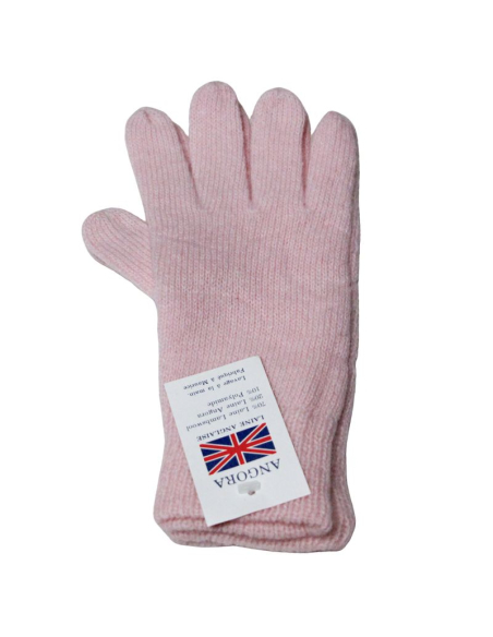 Gants laine & Angora - Rose (Taille M)