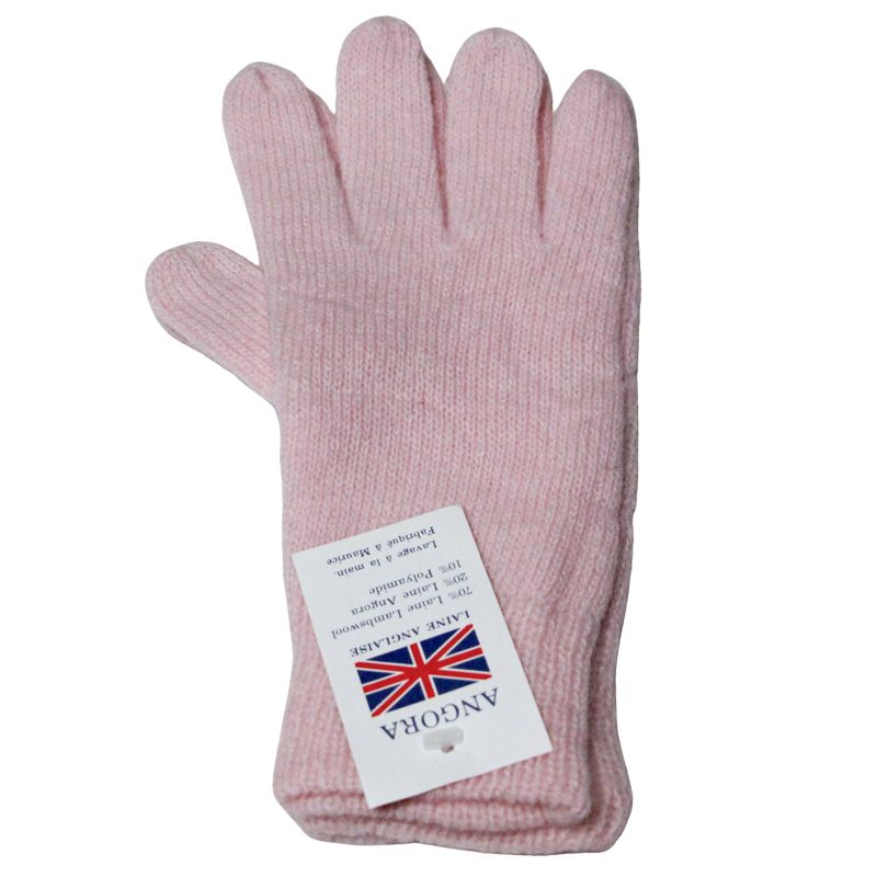 Gants laine & Angora - Rose (Taille L)