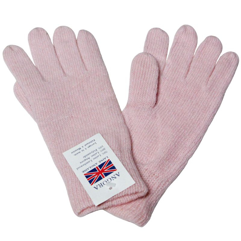 Gants laine & Angora - Rose (Taille L)