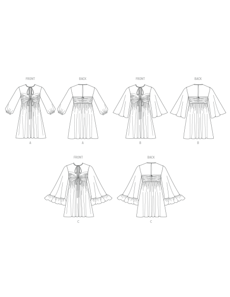 Patron McCall's 8602.Y5 (46-54) - Robe babydoll à manches variées