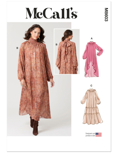 Patron McCall's 8603.R5 (42-50) - Robe ample à ourlets variés
