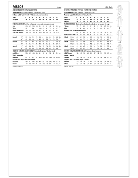 Patron McCall's 8603.R5 (42-50) - Robe ample à ourlets variés