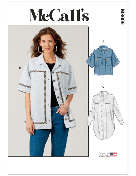 Patron McCall's 8606.U5 (44-52) - Chemise boutonnée manches variées