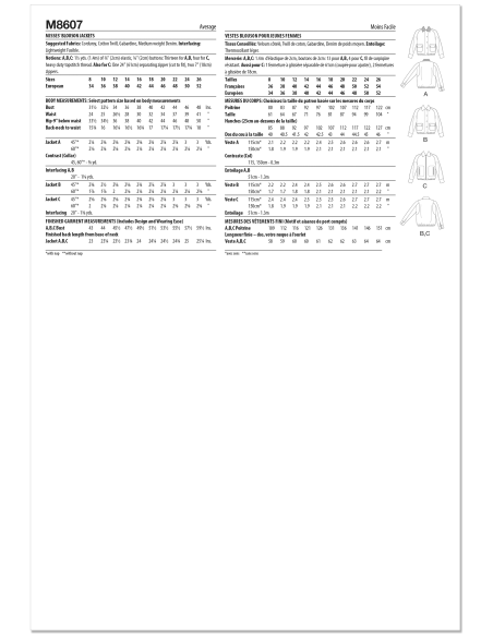 Patron McCall's 8607.K5 (36-44) - Blouson Chic à Boutonnage