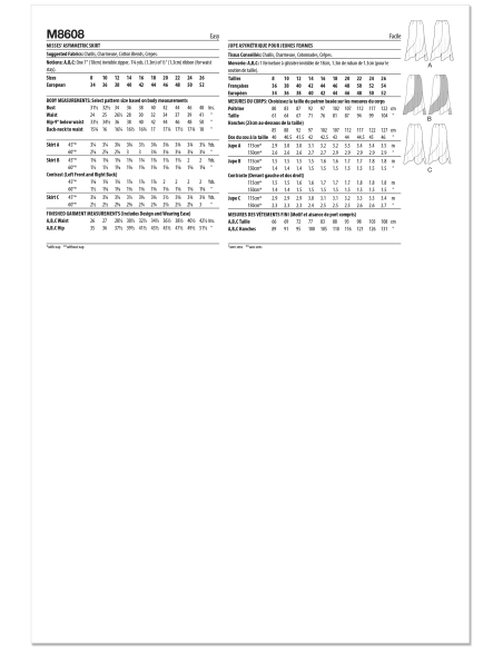 Patron McCall's 8608.Y5 (46-54) - Jupe asymétrique