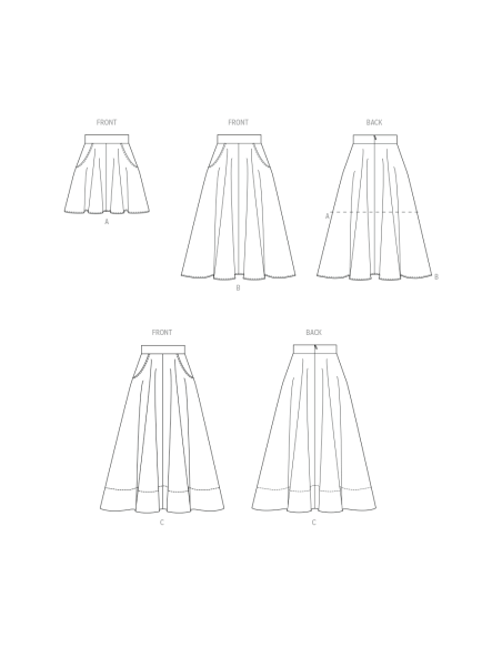 Patron McCall's 8609.U5 (44-52) -Jupe évasée en trois longueurs