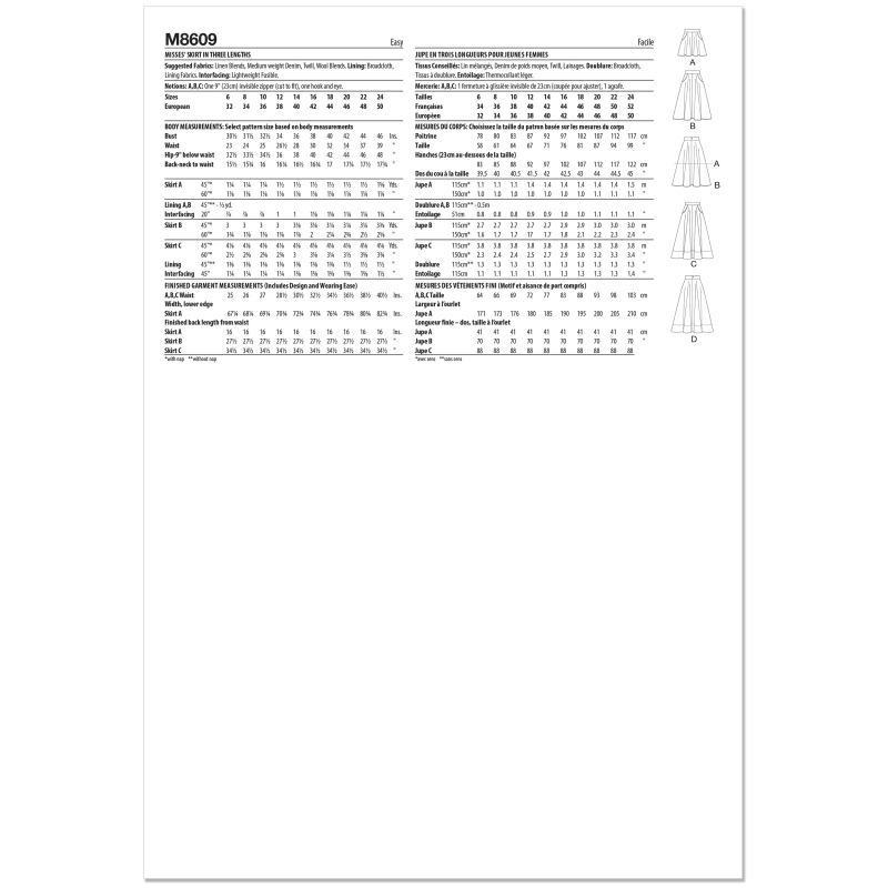 Patron McCall's 8609.U5 (44-52) -Jupe...