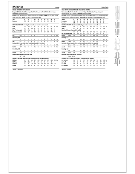 Patron McCall's 8610.Y5 (46-54) - Top ajusté & jupe coordonnée