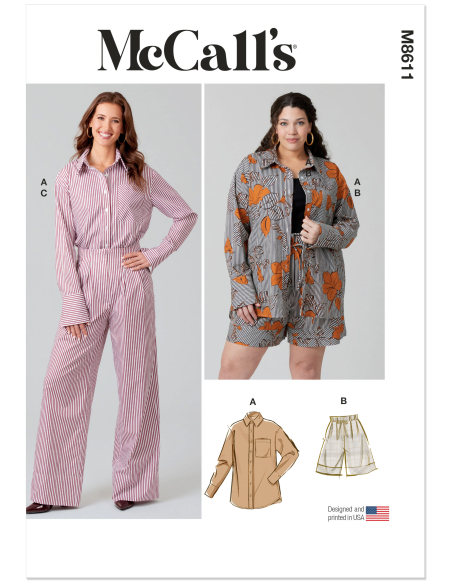 Patron McCall's 8611.BB (48-56) - Chemise boutonnée + short & pantalon coordonnés