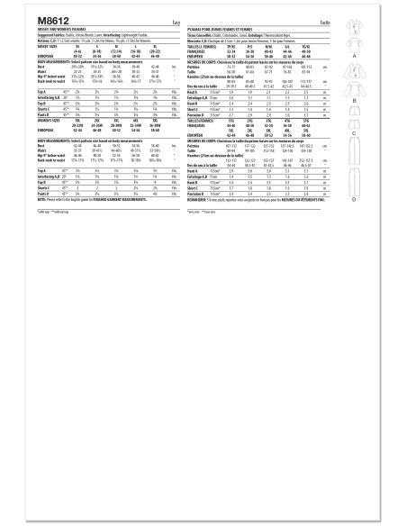 Patron McCall's 8612.BB (44-62) - Pyjama oversize & pantalon