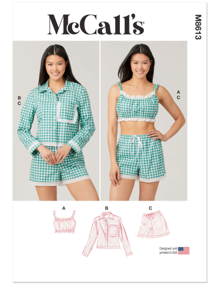 Patron McCall's 8613.A (32-54) - Bralette, Chemise et Short Coordonnés
