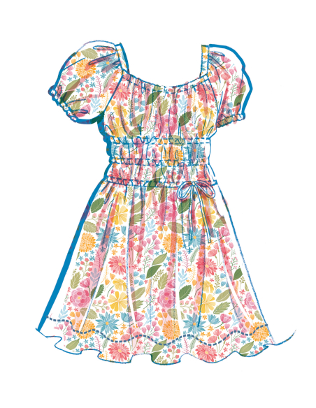 Patron McCall's 8619.A (7-14) - Robe froncée, top et jupe pour fille