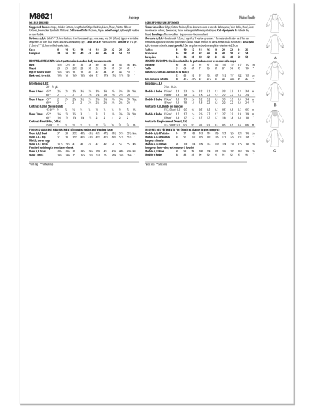 Patron McCall's 8621.K5 (36-44) - Robe-chemise vintage à boutonner