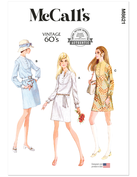 Patron McCall's 8621.Y5 (36-44) - Robe-chemise vintage à boutonner