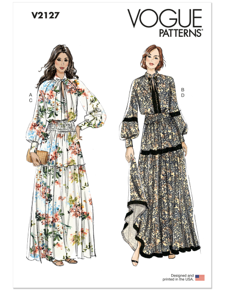 Patron Vogue 2127/H5 (34-42) - Haut volanté et jupe longue à volants
