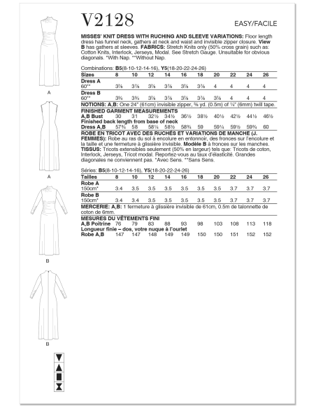 Patron Vogue 2128/B5 (36-44) - Robe longue à drapé chic