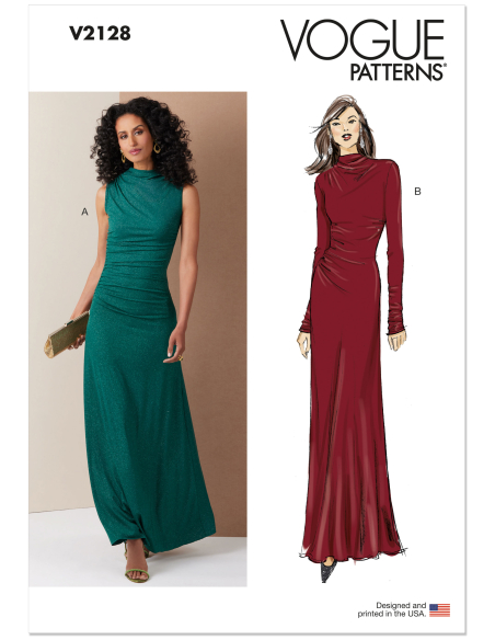 Patron Vogue 2128/Y5 (46-54) - Robe longue à drapé chic