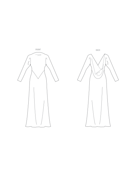 Patron Vogue 2129/D5 (32-40) - Robe longue biaisée à dos drapé