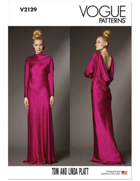 Patron Vogue 2129/P5 (40-48) - Robe longue biaisée à dos drapé