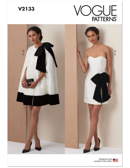 Patron Vogue 2133/U5 (44-52) - Cape courte & robe ajustée avec nœud amovible