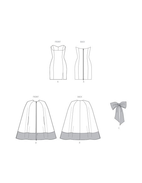 Patron Vogue 2133/U5 (44-52) - Cape courte & robe ajustée avec nœud amovible