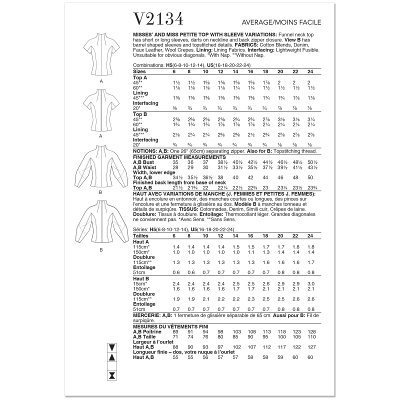 Patron Vogue 2134/U5 (44-52) - Top...